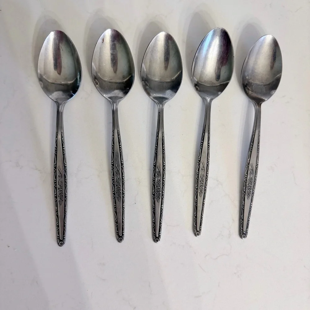 Vintage Interpur Stainless Steel Spoons –Set of 5 | Mid-Century Modern Flatware
